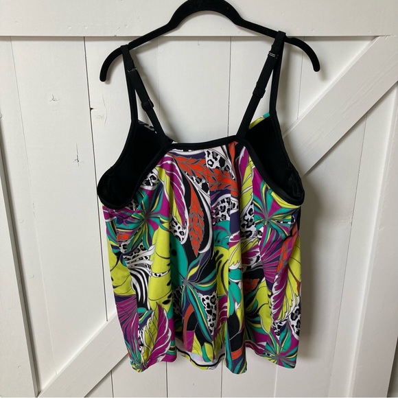 Cacique vibrant swim tankini swimsuit top size 44C underwire adjustable straps - Picture 7 of 9